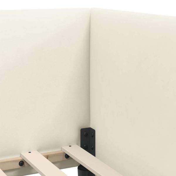 Eckbettgestell mit Kopfteil Creme 90 x 200 cm Samt