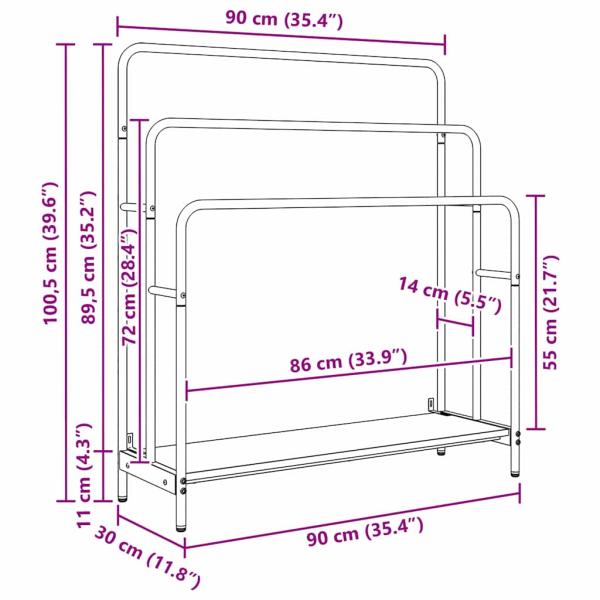 Kleiderständer Grau Sonoma 90 x 30 x 100,5 cm Holzwerkstoff