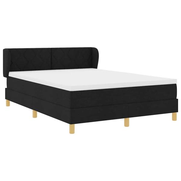 Boxspringbett mit Matratze Creme 90x200 cm Stoff Schwarz