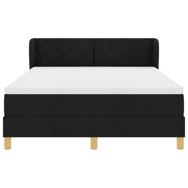 Boxspringbett mit Matratze Creme 90x200 cm Stoff Schwarz