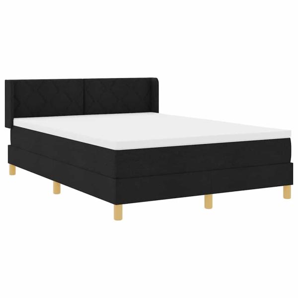 Boxspringbett mit Matratze Weiß und Schwarz 140 x 190 cm Stoff