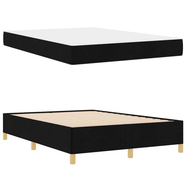 Boxspringbett mit Matratze Weiß und Schwarz 140 x 190 cm Stoff