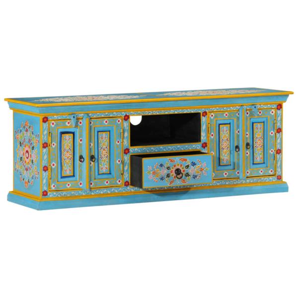 TV-Schrank Blau 110x30x40 cm Massivholz Mango