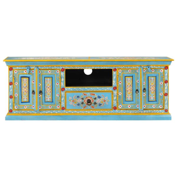 TV-Schrank Blau 110x30x40 cm Massivholz Mango