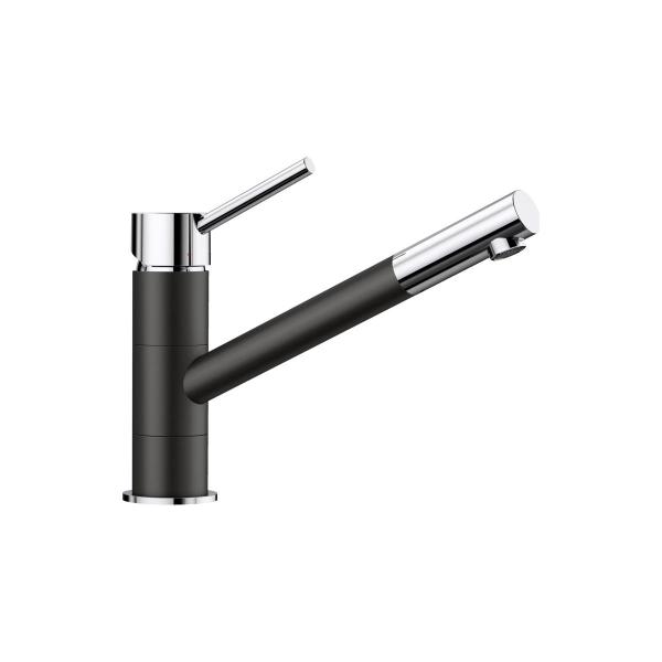 ARDEBO.de Blanco Kano Einhebelmischer, SILGRANIT-Look zweifarbig, Rohrauslauf, Hochdruck, siligranitschwarz/chrom (526175)