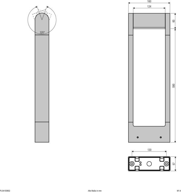 EVN LED Wegeleuchte, schwenkbar, IP54, 100-240V, 6W, 3000K, 550lm, 650mm, anthrazit (PL54150602)