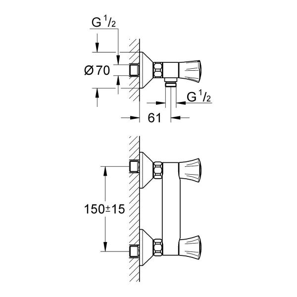 GROHE Costa Brausebatterie, Wandmontage, eigensicher, chrom (26330001)