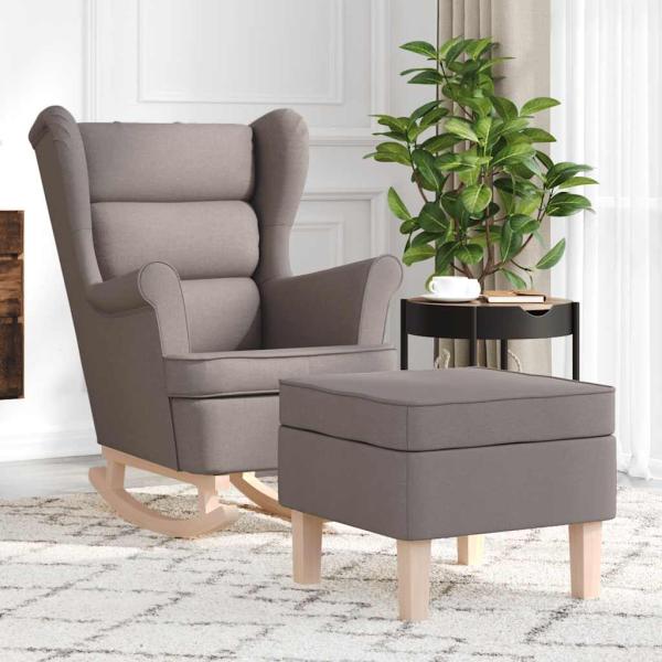 ARDEBO.de - Schaukelstuhl mit Fußhocker Taupe Stoff