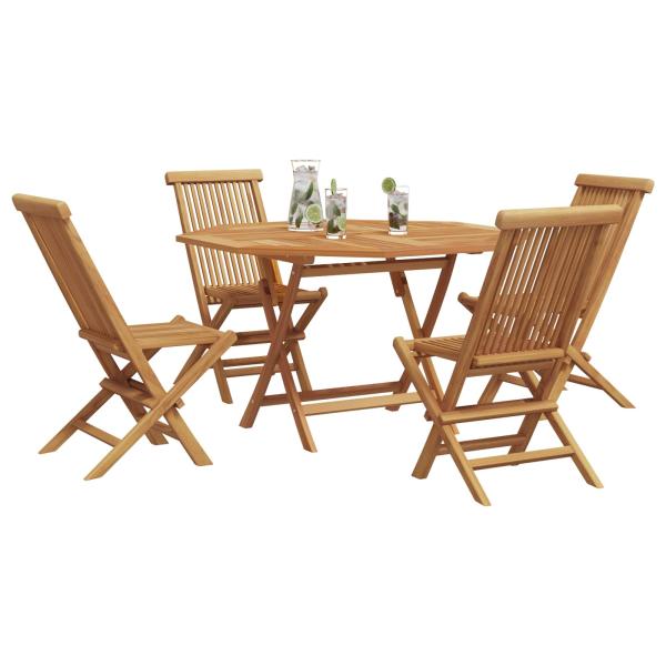Garten Essgruppe 5 pcs Braun Massivholz Teak