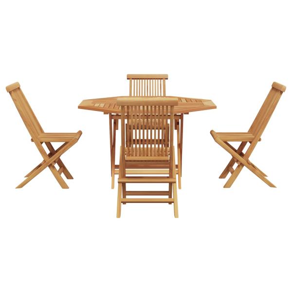 Garten Essgruppe 5 pcs Braun Massivholz Teak