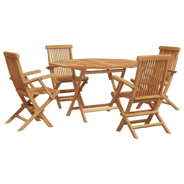 Garten Essgruppe 5 pcs Braun Massivholz Teak