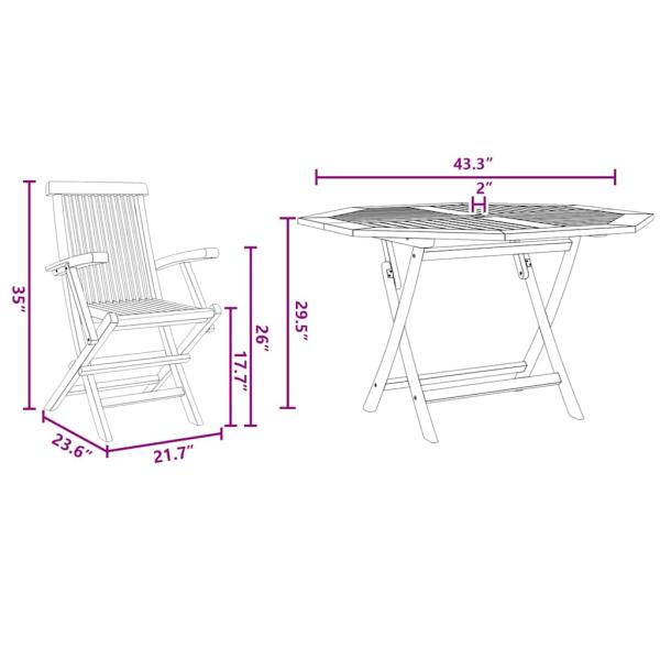 Garten Essgruppe 5 pcs Braun Massivholz Teak