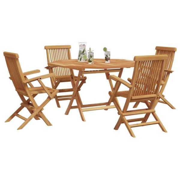 Garten Essgruppe 5 pcs Braun Massivholz Teak