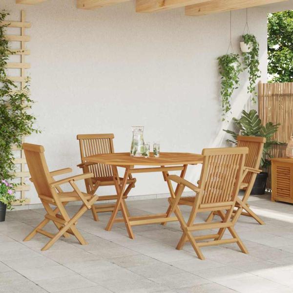 Garten Essgruppe 5 pcs Braun Massivholz Teak
