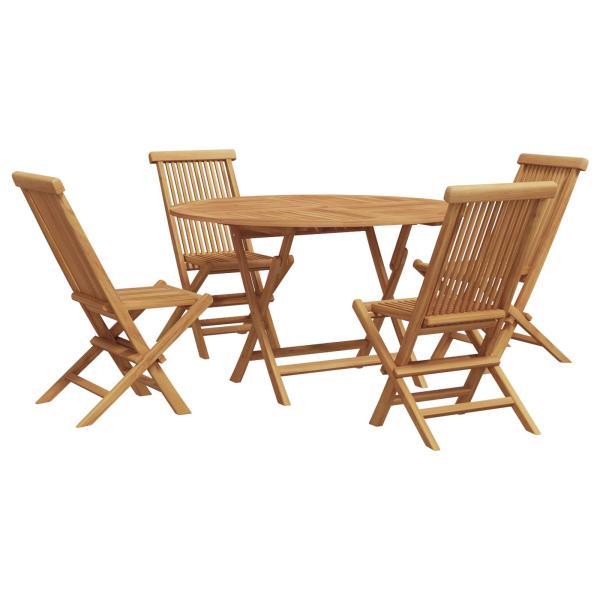 ARDEBO.de - Garten Essgruppe 5 pcs Braun Massivholz Teak