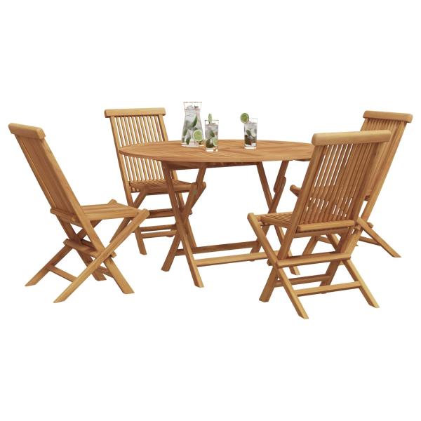 Garten Essgruppe 5 pcs Braun Massivholz Teak