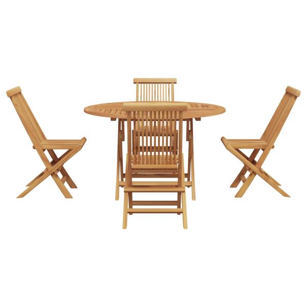 Garten Essgruppe 5 pcs Braun Massivholz Teak