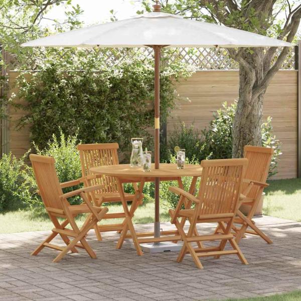 ARDEBO.de - Garten Essgruppe 5 pcs Braun Massivholz Teak