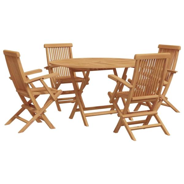 Garten Essgruppe 5 pcs Braun Massivholz Teak