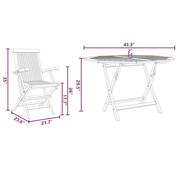 Garten Essgruppe 5 pcs Braun Massivholz Teak