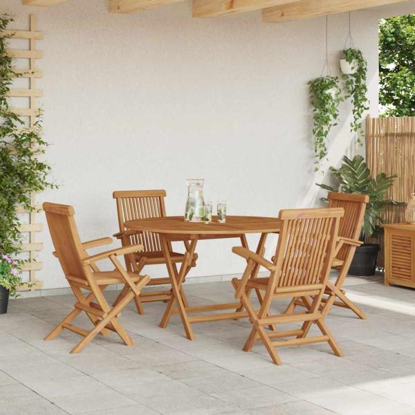 Garten Essgruppe 5 pcs Braun Massivholz Teak