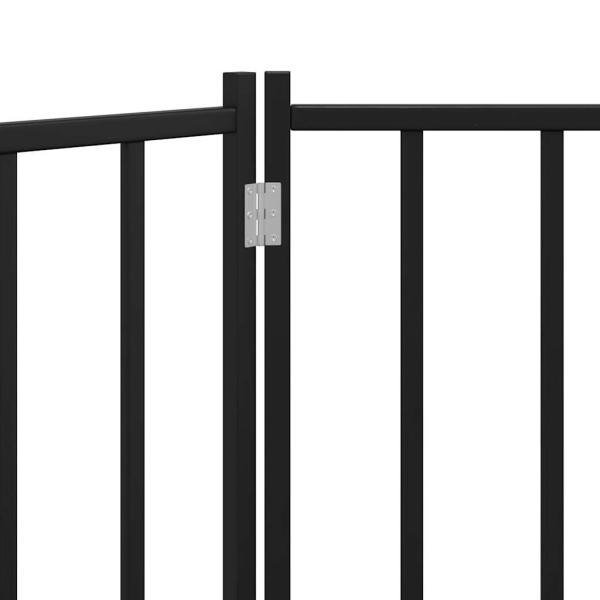 3-tlg. Hundetor Faltbar Schwarz 150 cm Massivholz Tanne