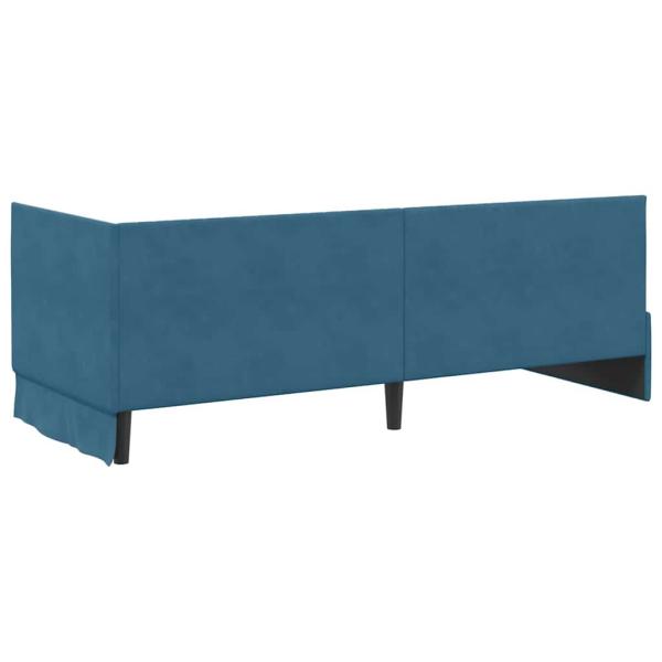 Eckbettgestell mit Kopfteil Blau 80 x 200 cm Samt