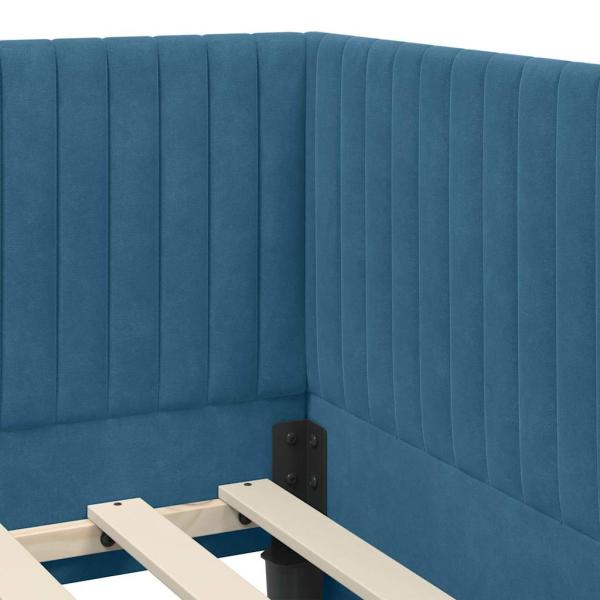 Eckbettgestell mit Kopfteil Blau 80 x 200 cm Samt