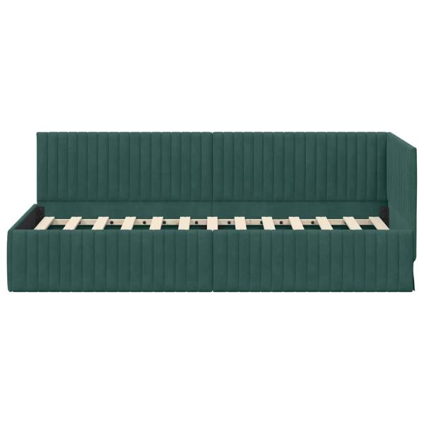 Eckbettgestell mit Kopfteil Dunkelgrün 80 x 200 cm Samt
