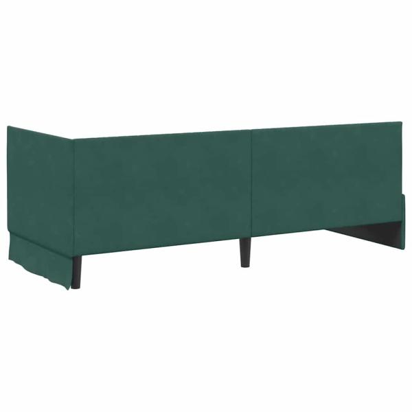 Eckbettgestell mit Kopfteil Dunkelgrün 80 x 200 cm Samt
