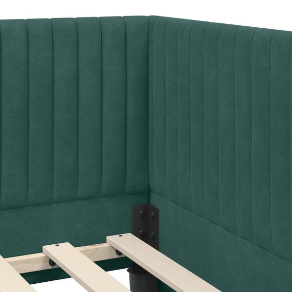Eckbettgestell mit Kopfteil Dunkelgrün 80 x 200 cm Samt