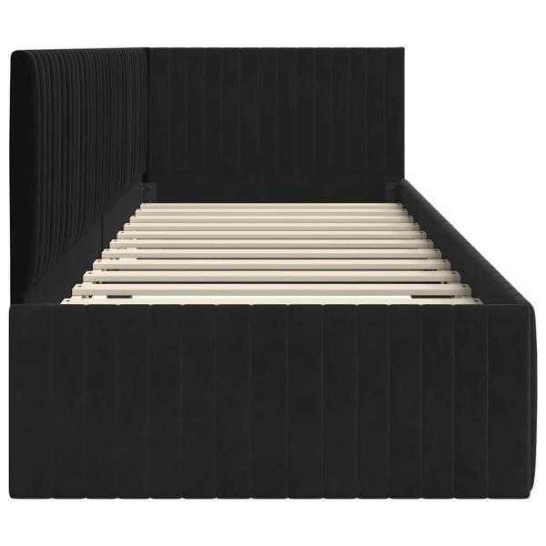 Eckbettgestell mit Kopfteil Schwarz 80 x 200 cm Samt