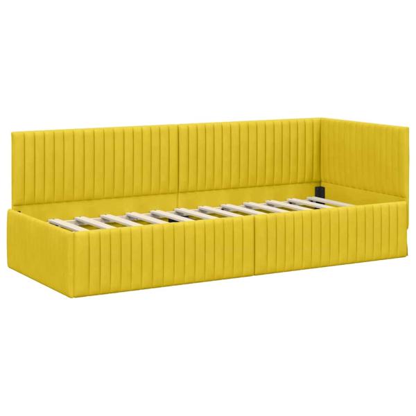 Eckbettgestell mit Kopfteil Gelb 80 x 200 cm Samt