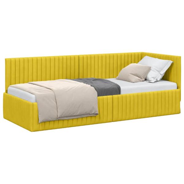 Eckbettgestell mit Kopfteil Gelb 80 x 200 cm Samt