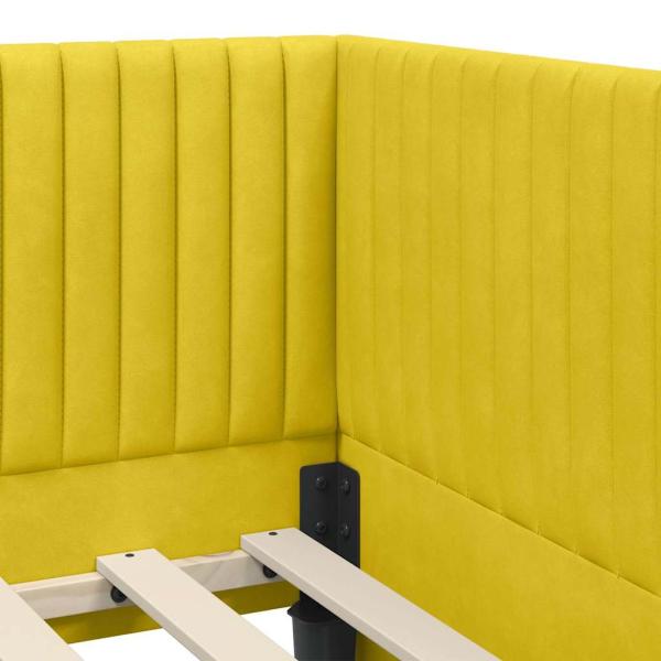 Eckbettgestell mit Kopfteil Gelb 80 x 200 cm Samt