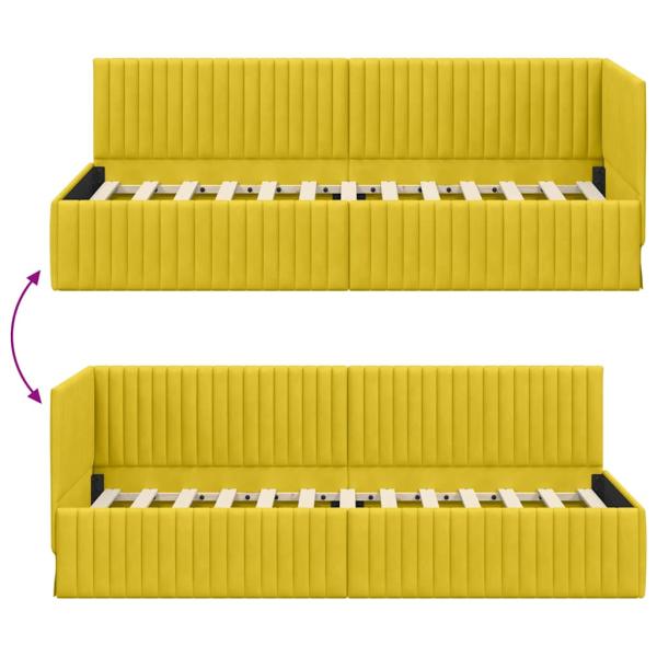 Eckbettgestell mit Kopfteil Gelb 80 x 200 cm Samt