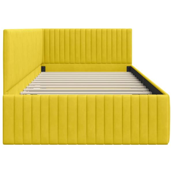 Eckbettgestell mit Kopfteil Gelb 100 x 200 cm Samt
