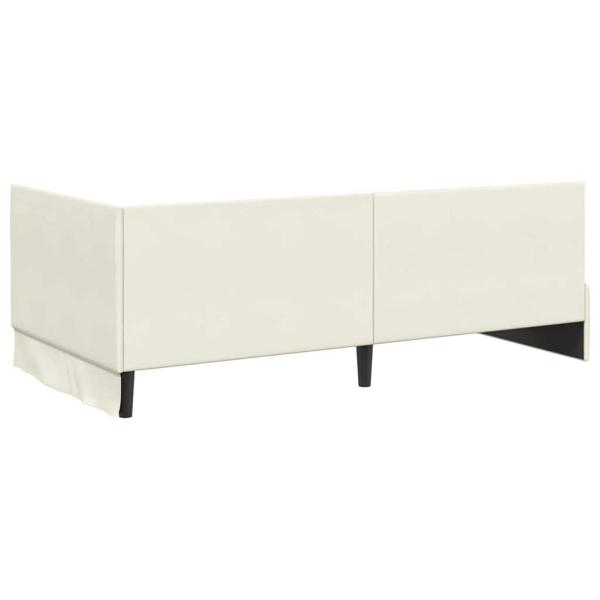 Eckbettgestell mit Kopfteil Creme 100 x 200 cm Samt