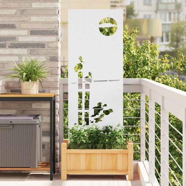 ARDEBO.de - Garten dekoratives Panel Weiß 50 x 140 cm Kaltgewalzter Stahl
