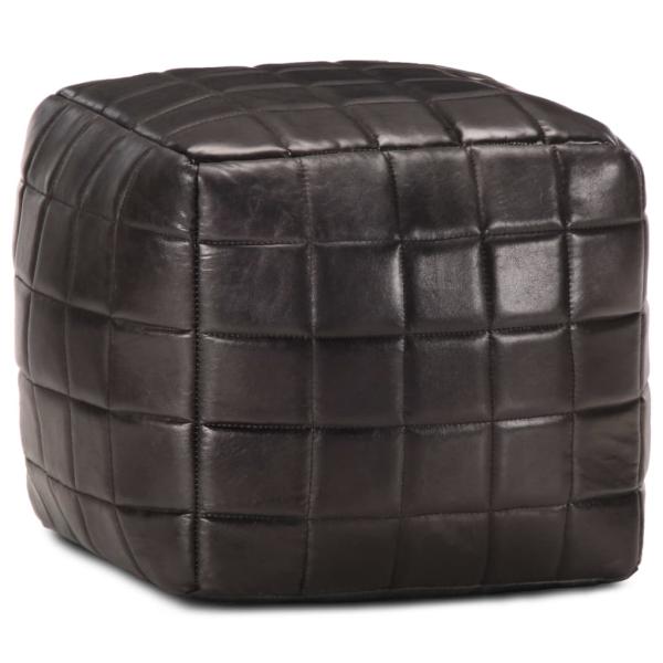 ARDEBO.de - Pouf Schwarz 40 x 40 x 40 cm Echtes Ziegenleder