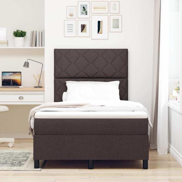 Boxspringbett mit Matratze Dunkelbraun 120 x 190 cm Stoff