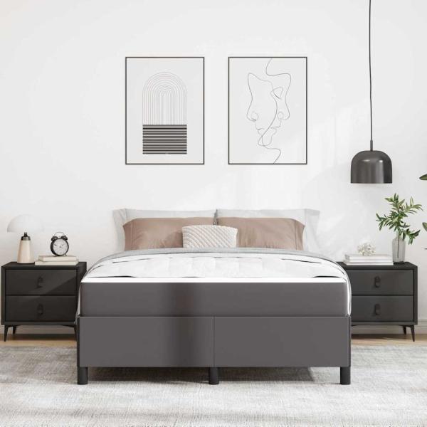 Bettgestell mit Matratze Grau 160 x 200 cm Kunstleder