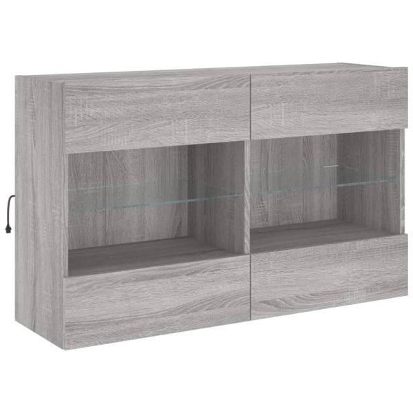 TV-Wandschrank mit LED-Leuchten Grau Sonoma 98,5x30x60,5 cm