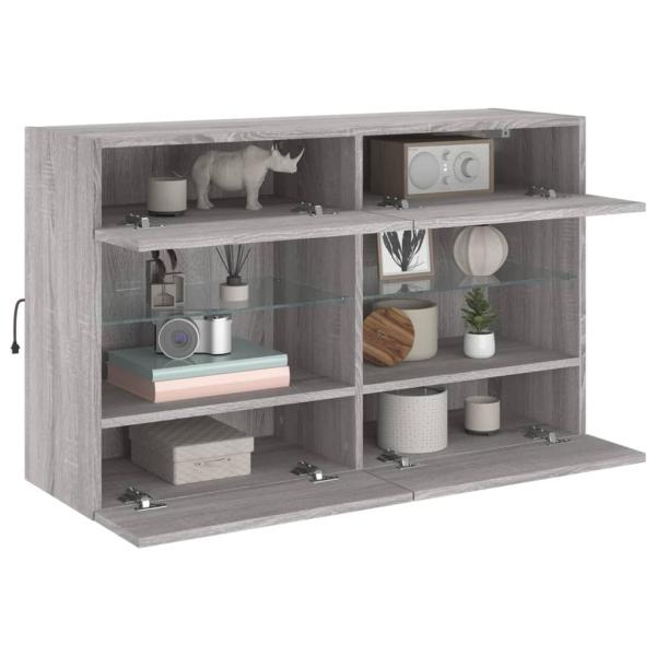 TV-Wandschrank mit LED-Leuchten Grau Sonoma 98,5x30x60,5 cm
