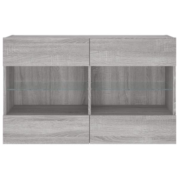 TV-Wandschrank mit LED-Leuchten Grau Sonoma 98,5x30x60,5 cm