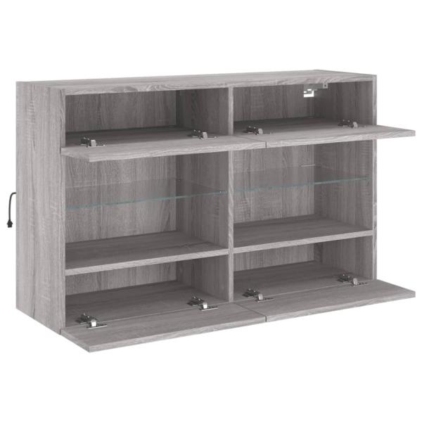 TV-Wandschrank mit LED-Leuchten Grau Sonoma 98,5x30x60,5 cm