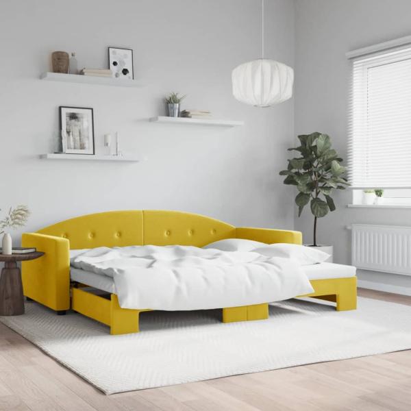 ARDEBO.de - Tagesbett Ausziehbar Gelb 90x200 cm Samt
