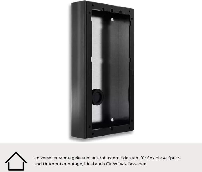 Metzler VDM10 2.0 Video Türsprechanlage Komplettset, mit HD-Kamera für 3 Familienhaus, mit austauschbarem Namensschild, LAN/POE, App, Anthrazit, V2A Edelstahl (VDM10-NEO-SET-POE-3T-AN)