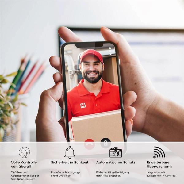 Metzler VDM10 2.0 Video Türsprechanlage Komplettset, mit HD-Kamera für 3 Familienhaus, mit austauschbarem Namensschild, LAN/POE, App, Anthrazit, V2A Edelstahl (VDM10-NEO-SET-POE-3T-AN)