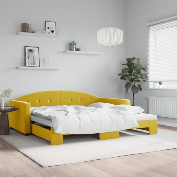 ARDEBO.de - Tagesbett Ausziehbar Gelb 100x200 cm Samt